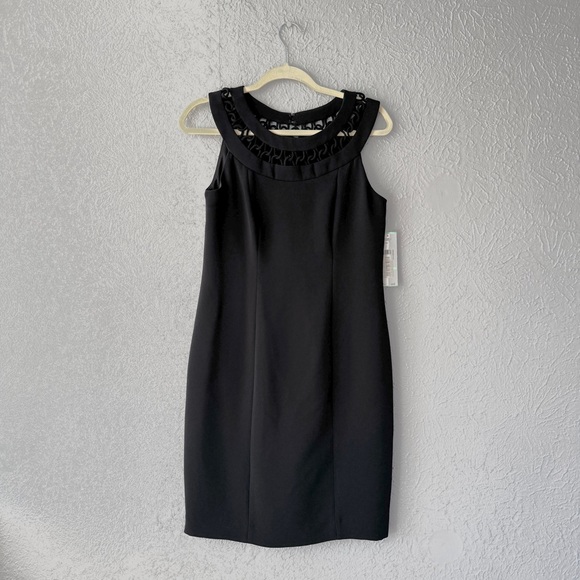 Evan Picone Black Dress, 8P, New with Tags, Fitted Petite Knee Length Dress, NWT - Picture 1 of 9